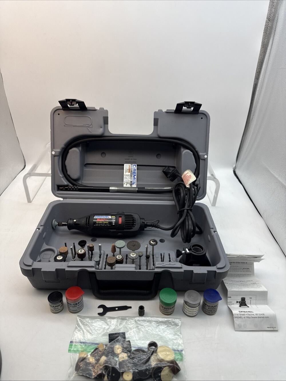 DREMEL MULTIPRO MN 395 TYPE 5 VARIABLE SPEED W/3’ FLEX SHAFT Case & Bits